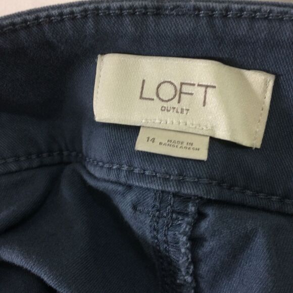 Loft Outlet Womens High Rise Straight Pants Steel Blue Size 14 Cotton Stretch - Picture 4 of 4